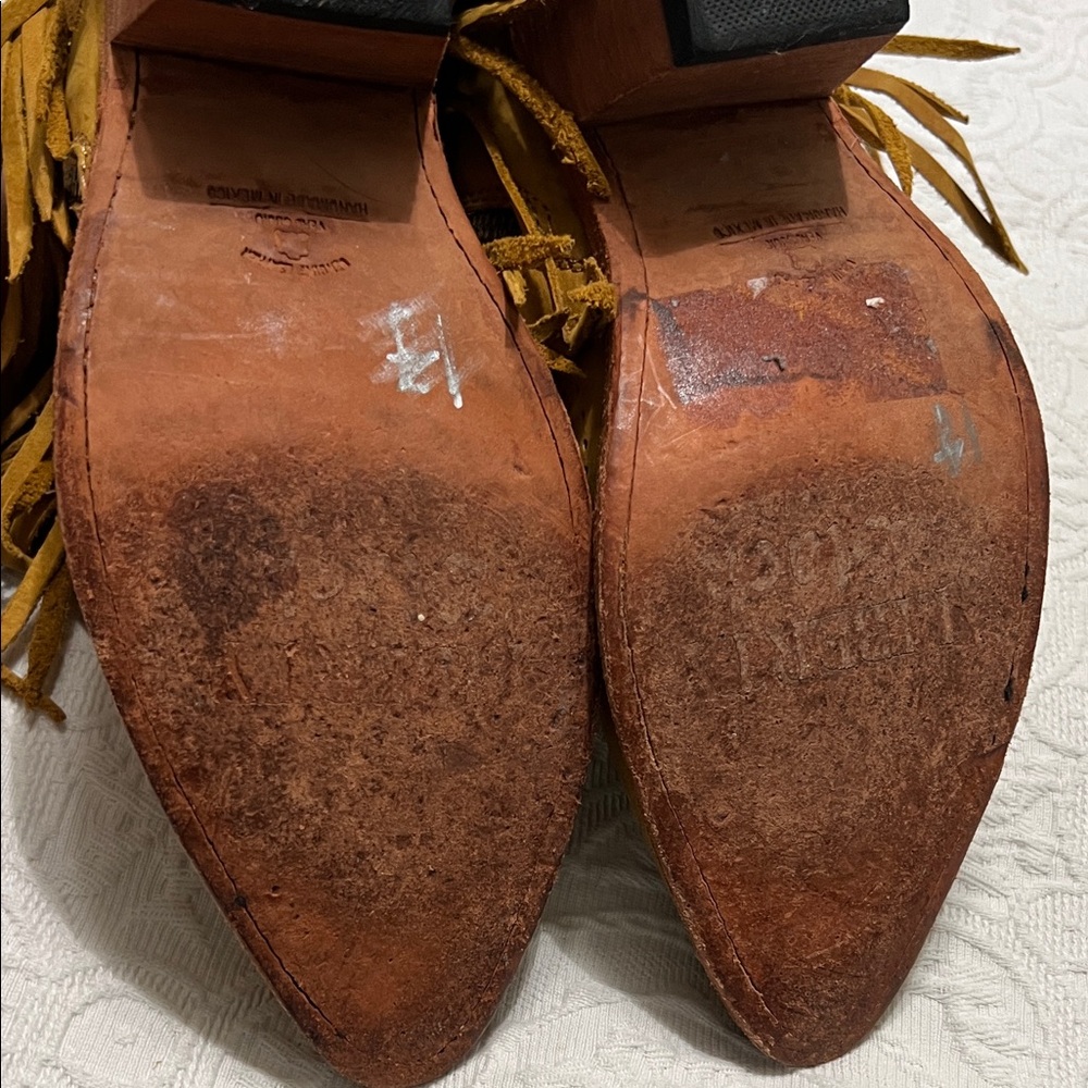 Western Ankle Boots Women Size 8.5 Tan Fringe - Picture 7 of 11